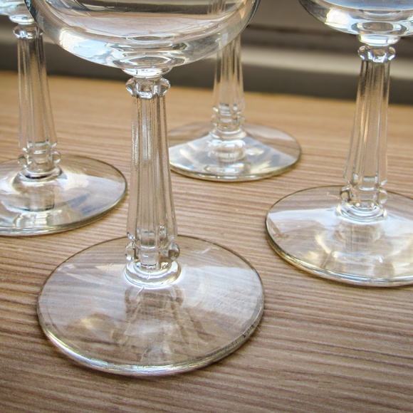 4 Vintage Mid-Century Cocktail Glasses-Column Stem-Retro Bar Wine Glasses-Goblet - Picture 2 of 4